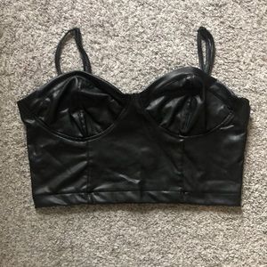 Guess Faux Leather Bustier Crop